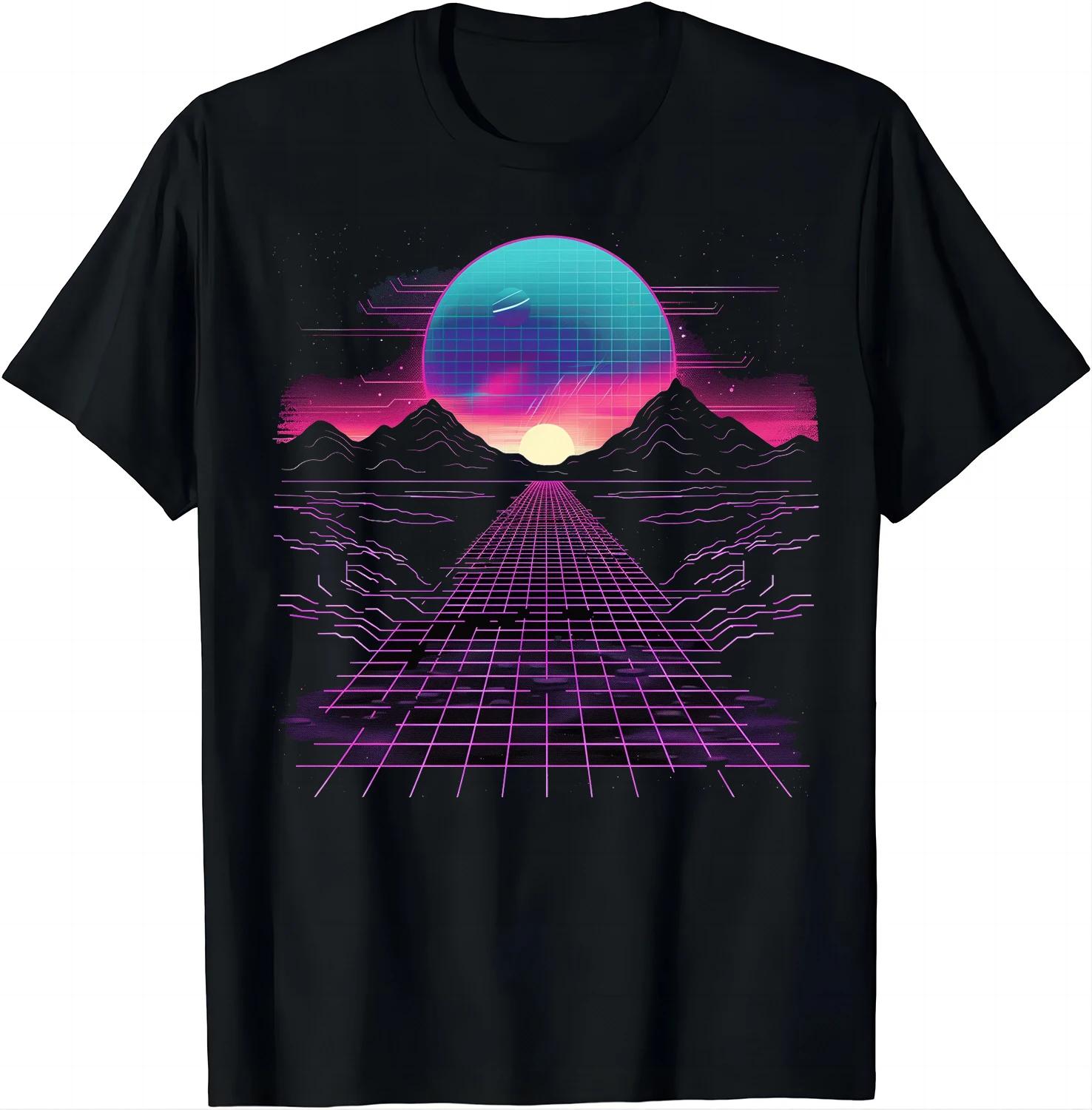 Retrowave Grid Landscape Graphic TShirt Unisexs Retro Synthwave S