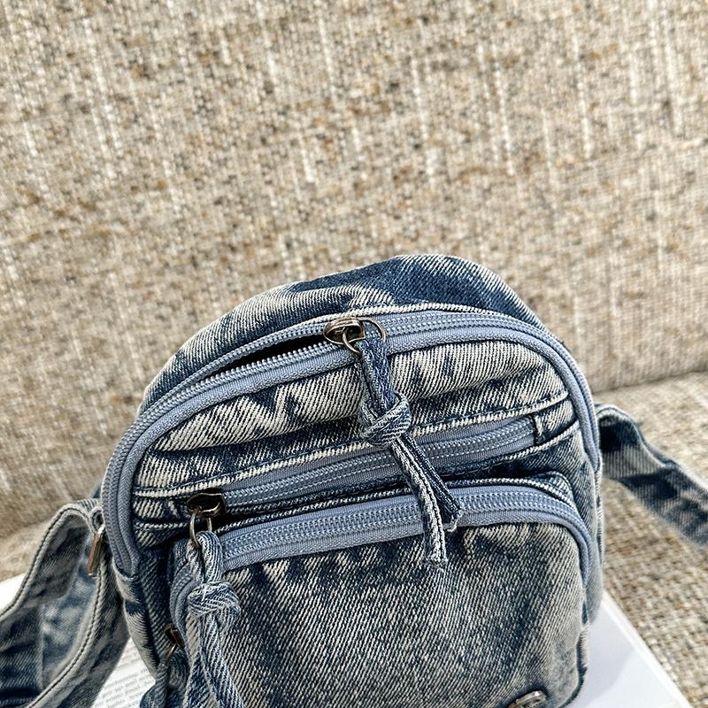 Borsa Quadrata Piccola Borsa da Donna per Cellulare Borsa a Spalla in Denim Borsa a Tracolla da Pendolare