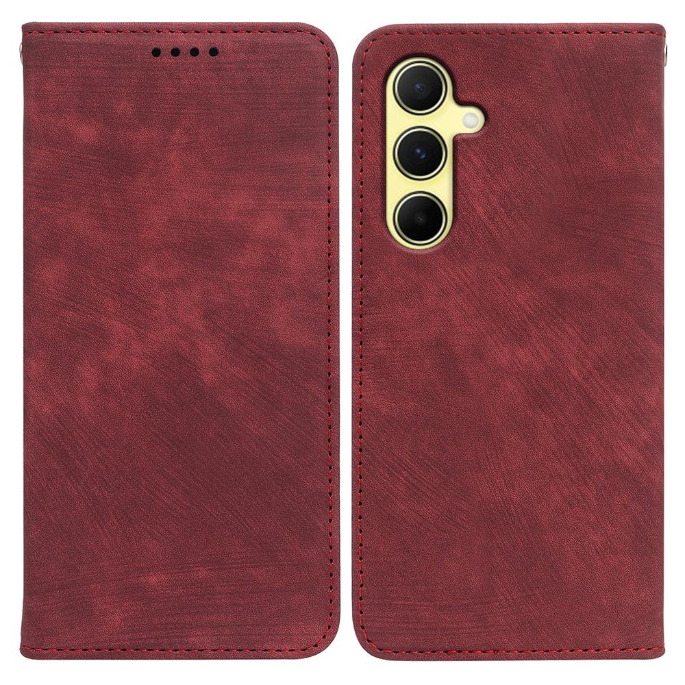 For Samsung Galaxy A17 Case Strong Magnetic Leather Wallet Phone Cover with Striped Texture