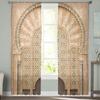 Yellow Wall Gate Morocco Chiffon Sheer Curtains For Living Room Home Decoration Window Voile Tulle Curtain Drapes