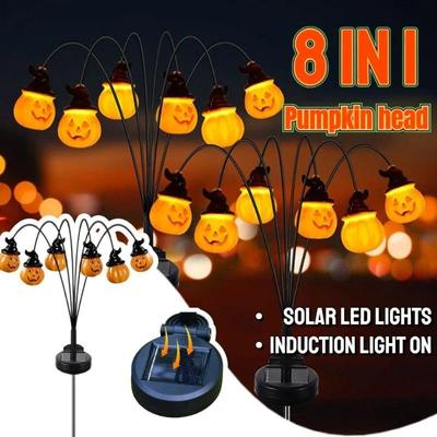4er-Pack 8LED Solar-Kürbislichter Halloween-Dekorationen Außenwegleuchten Gruselige wasserdichte Glühwürmchenlichter für Garten Rasen