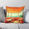 Retro s Diner Scene Square Pillowcase Polyester Linen Velvet Printed Zip Decorative Pillow Case Home Cushion Cover Wholesale