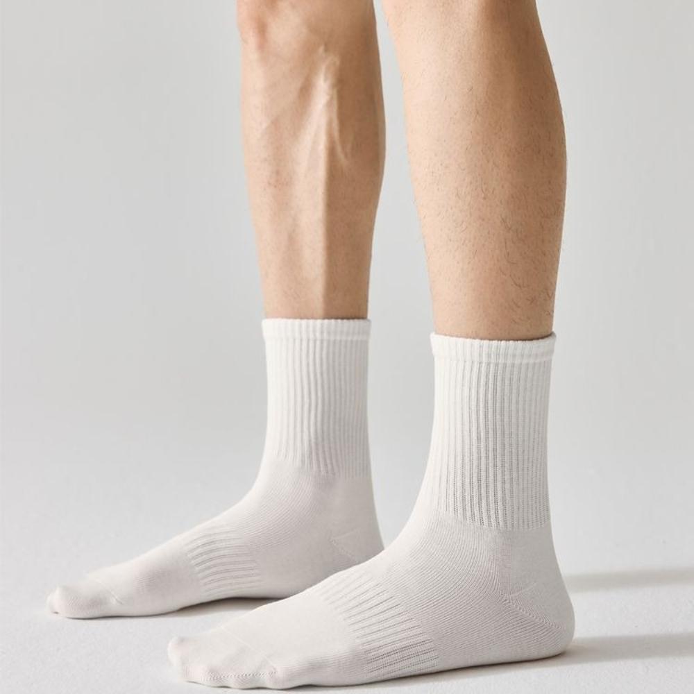 5 Pairs of 100% Cotton Socks for Men and Women, Thin Mid-calf Socks for Summer, Sweat-absorbent and Odor-resistant Pure Cotton Men's Socks