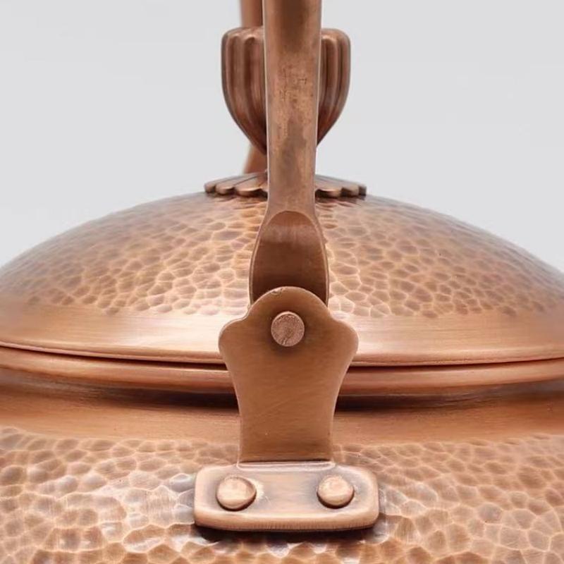 Handcrafted Vintage Large Size Copper Coffee Pot,Thickened Hammer Texture Weave Handle 1600 Ml Heat Resistant Filter Tea Kettle