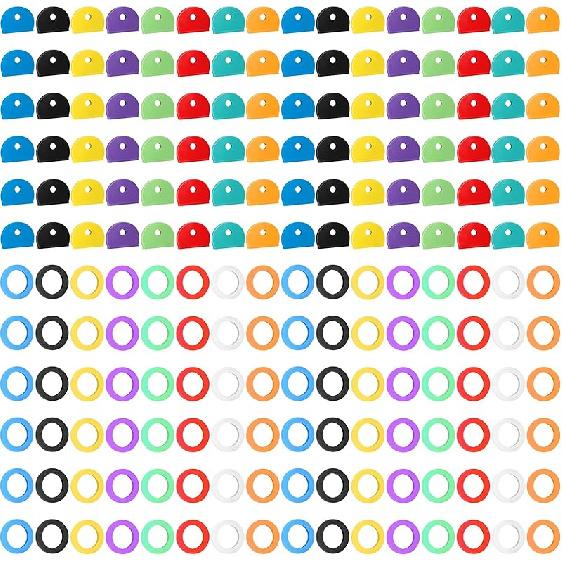 Vibit 80 Pack Key Caps Covers 1 Inch Standard & 0.95 Inch Round Key Caps Set 2 Styles Key Head Protectors for Small Regular Round Flat House Keys