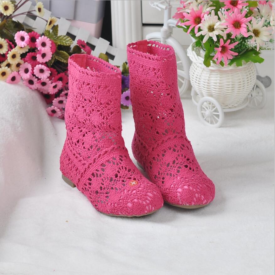 2025 Hollow Boots Shoes Breathable Knit Line Mesh Fashion High Help Summer Women's Boots High To Help Women's Shoes 11 Colors