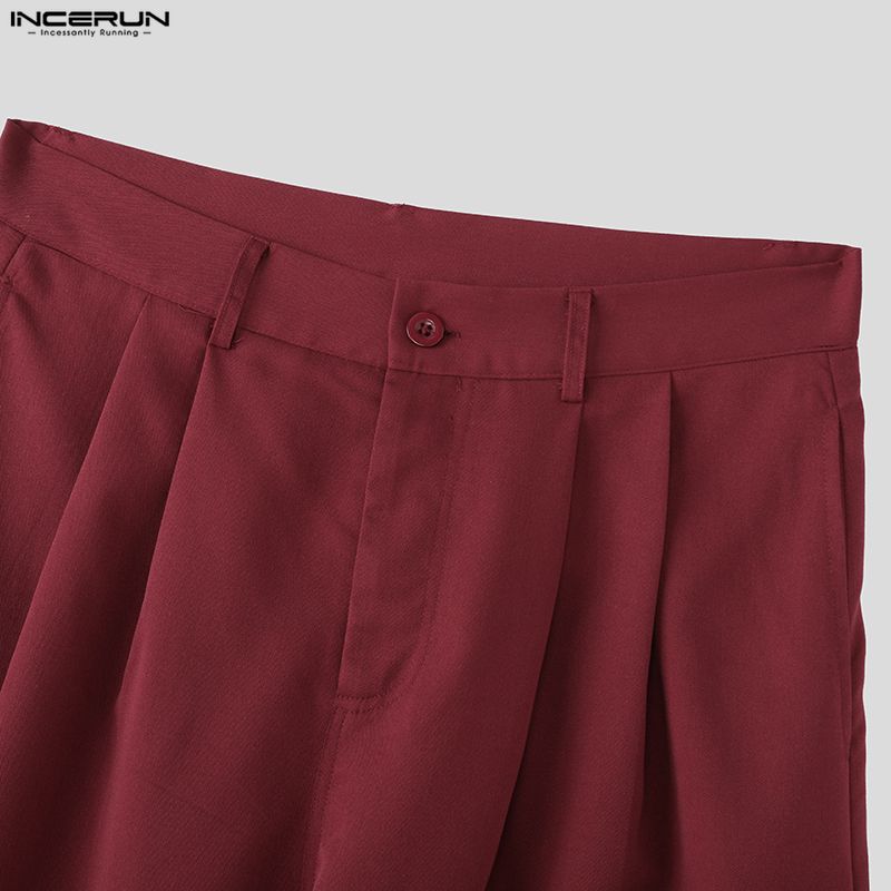 INCERUN Summer Men Zip-up Waist Casual Loose Half Pants Shorts