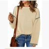 Autumn and Winter Women's Sweater Solid Color Round Neck Loose Long-sleeved Contrast Color Twisted Knitted Pullover Sweater Top