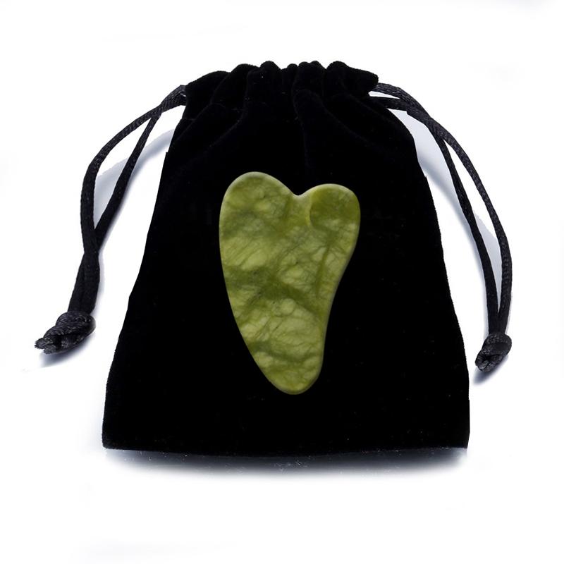 

Natural Jade Gouache Scraper Rose Quartz Guasha Massager Facial Lift Anti-Wrinkle Skin Care Face Massage Tools With Black Bag
