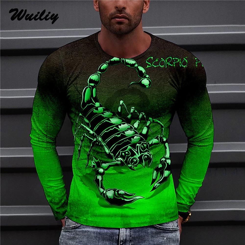 

Mens Fashion Long Sleeve T-Shirt 3D Print Tee S