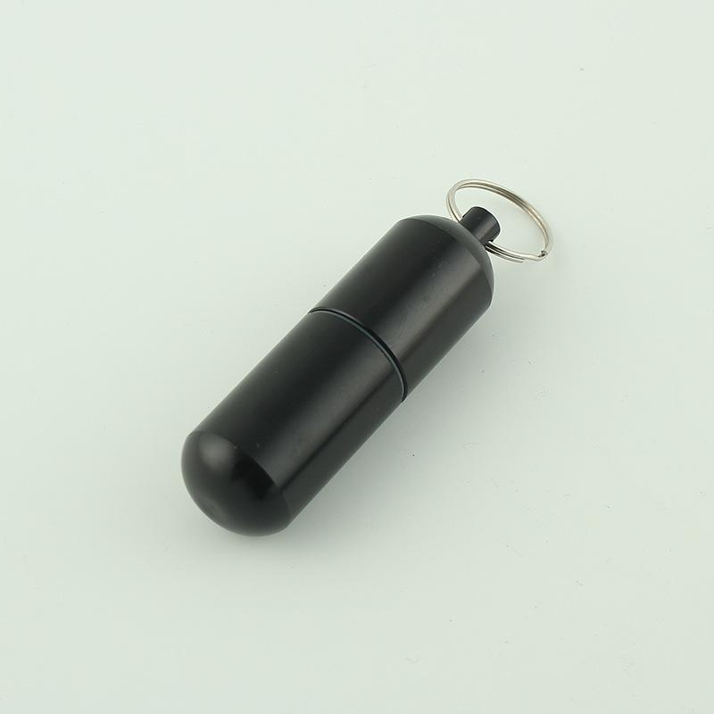 Capsule Shape Silver Aluminum Alloy Cigarette Box Waterproof Cigarette Case Pill Toothpick Capsule Holder with Keychain Mens Gif