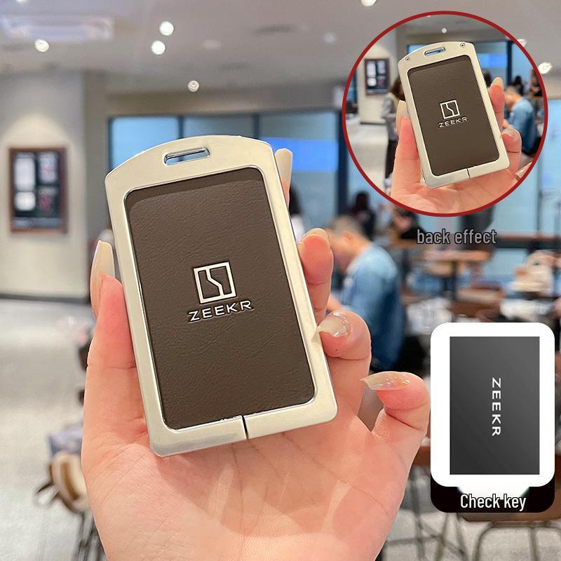 Zeekr 001 NFC Card Key & Phone Holder - Metal & Leather Protective Case