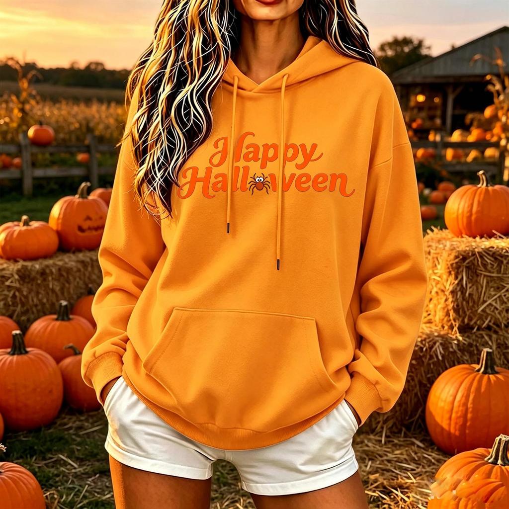 Women's Halloween Hoodie Color Loose Fit Casual Top