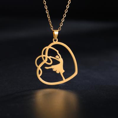 Cazador Gold Color Gymnast Girl Pendant Necklace for Women Stainless Steel Rhythmic Gymnastics Necklace Jewelry Gift 2026 Trendy