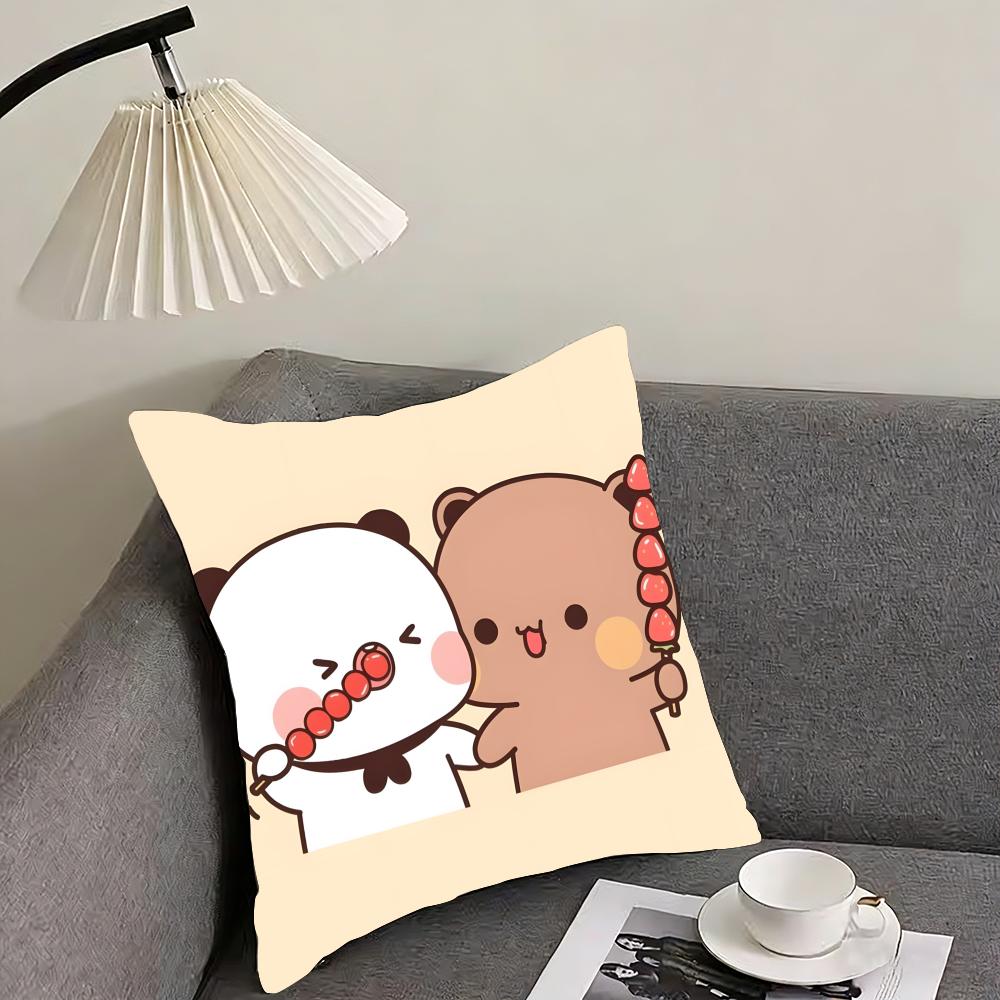 P-Panda Bubu And Dudu Cushion Cover Reversible Plush Pillow Cover – For car, sofa, bedroom, perfect as a gift.