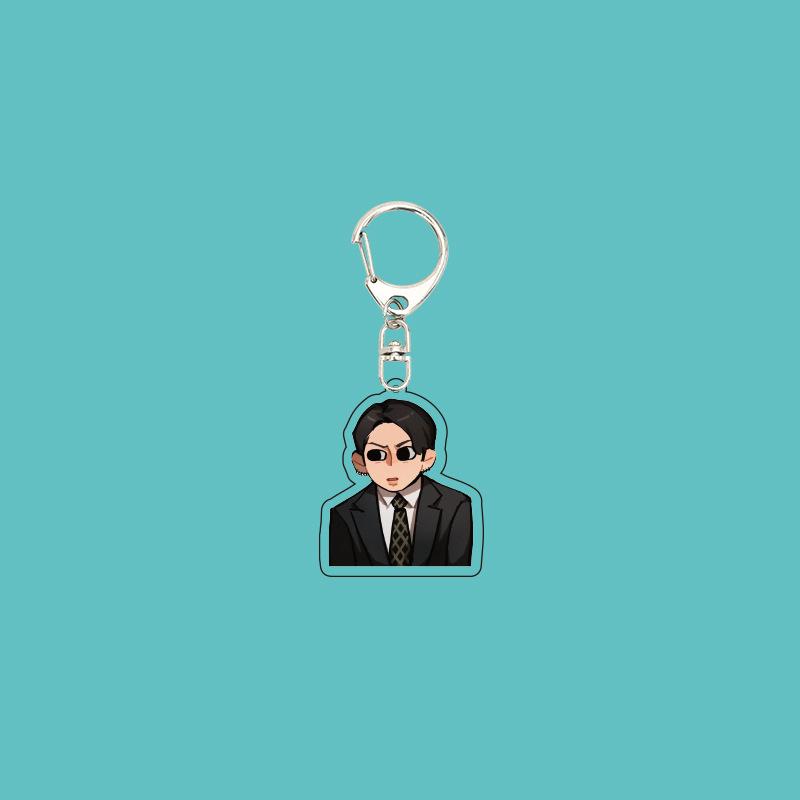 7pcs-BTS Cool Suit Cartoon Keychain, Businessman style Keyring, Aesthetic K-pop/Anime Style Bag Charm for ARMY Fans (7 Styles Available)