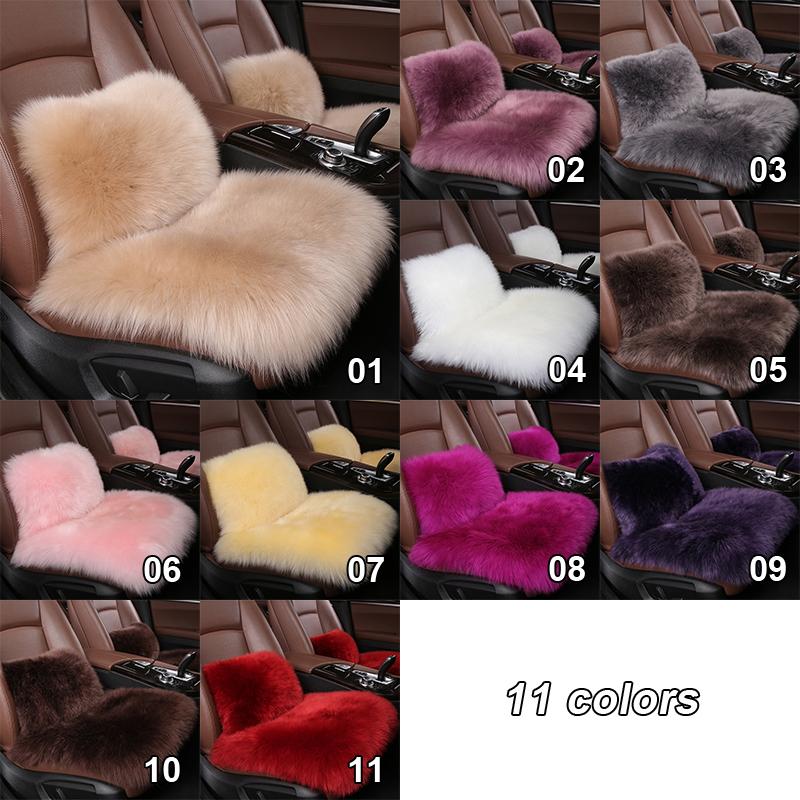 11 Colors Australian Pure Natural Wool Car Seat Cover Long Plush Sheepskin Winter Seat Cushion Waist Pillow Fuzzy Seat