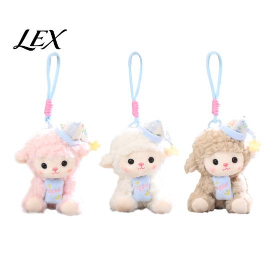 Plushie Gift for Girls Goodnight Sheep Plush Keychain, Cute Sleepy Lamb Stuffed Toy with Nightcap, Fluffy Keyring Soft Bag Charm Backpack And Nursery