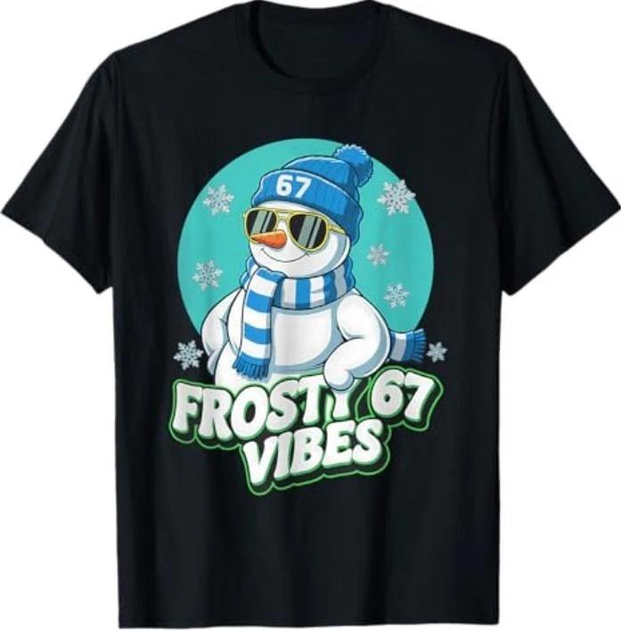 Frosty Vibes 67 Snowman Six Seven Meme Funny Winter T-Shirt 2XL