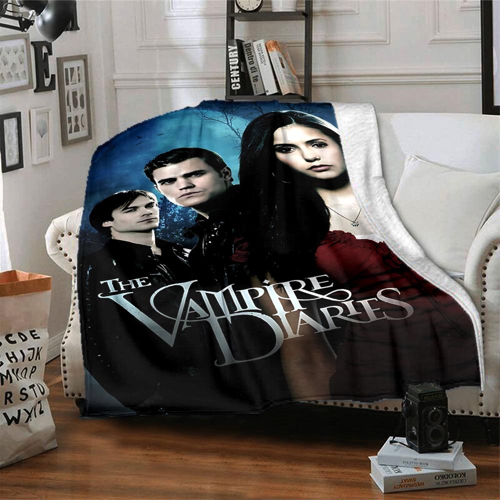 Vampire Diaries Flannel Blanket Super Soft Warm Cozy Blanket for Sofa Bed Office Travel All‑Season Home Decor Gift