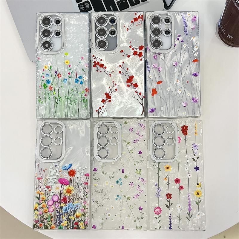 Small Floral Imd Hard Shell Summer Suitable for Samsung S25S24 Ultra Mobile Phone Case with Lens Film A16A56 Japanese and Korean