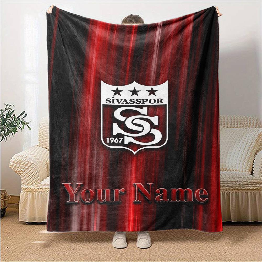 Name Custom Sivasspor Print Flannel Blanket High Quality Warm Comfortable Cover for All Seasons Perfect for Gifts Home Decor