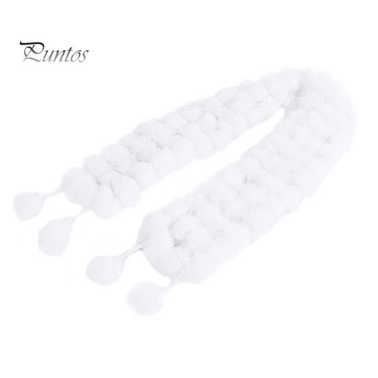 

Шерстяной шарф с помпоном, женский утолщенный зимний шарф, имитация меха кролика, удобный вязаный зимний шарф, шейный платок белый