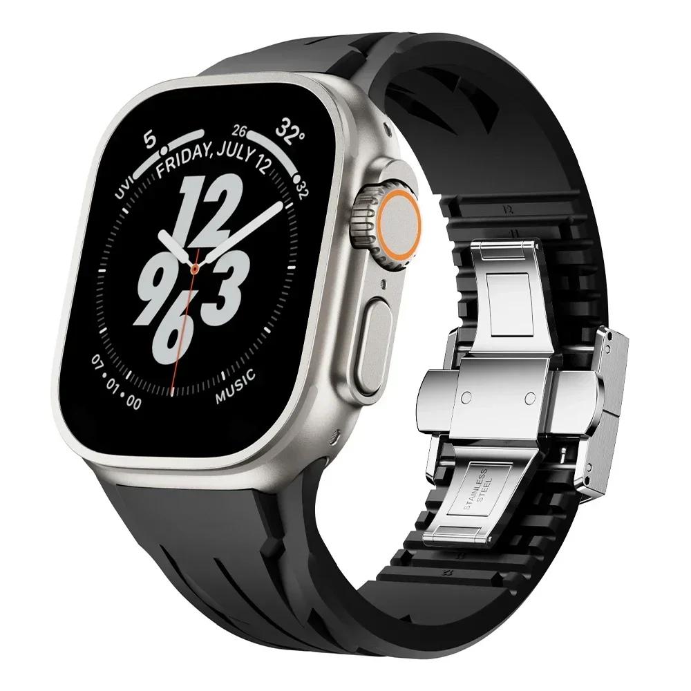 

Силиконовый ремешок по размеру для Apple Watch Ultra 1 2 49 мм 10 46 мм Премиальный силиконовый ремешок для Iwatch Серии 9 8 7 6 5 Se 45 мм 44 мм 42 44 45 46 49MM