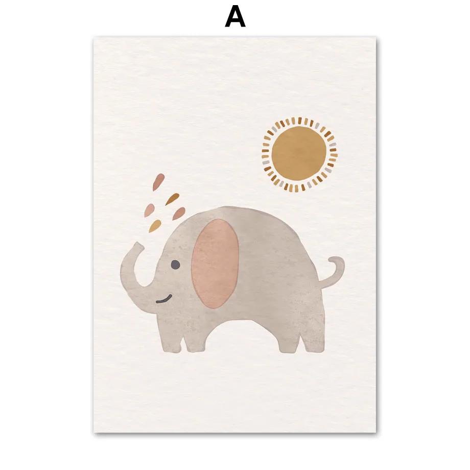 

Бохо Слон Бегемот Лев Пчела Радуга Животные Постеры Принты Холст Картина Детская Настенная Живопись Картинки Детская Комната Домашний Декор 8X12inch 20x30cm