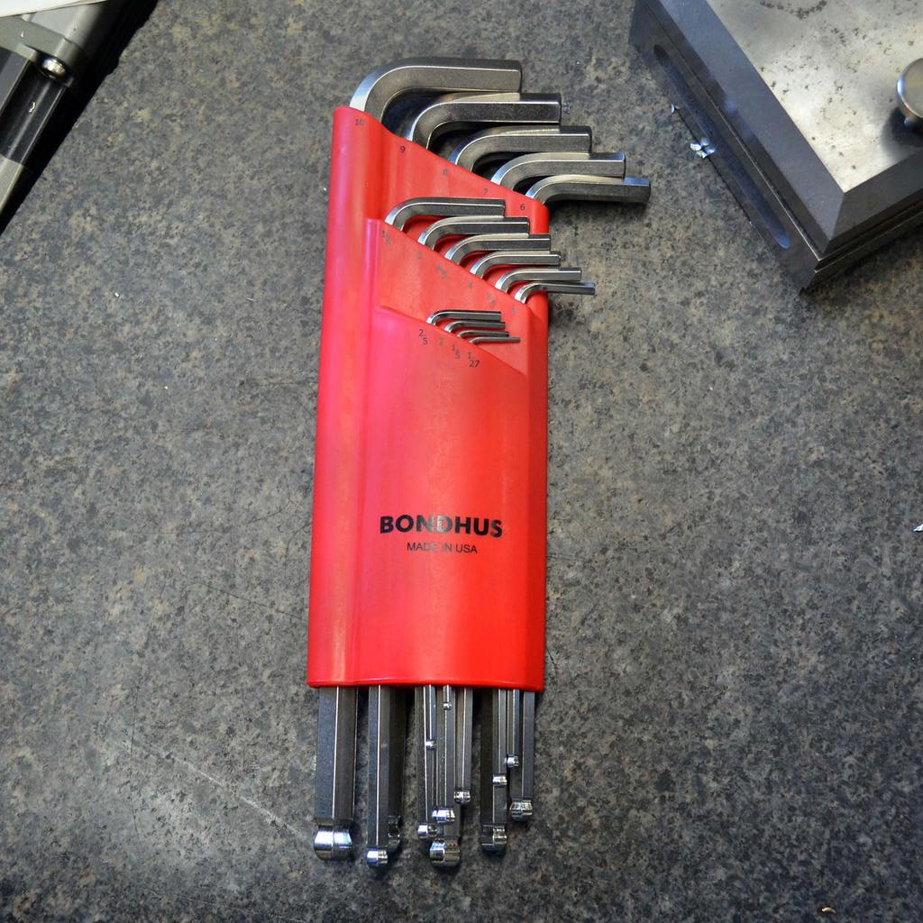 Made In BONDHUS Hex Ball Point Extra Set BLX15MB 17095 USA, L-Wrench Set, Long, Plated, 15-Piece (1.27, 1.5, 2, 2.5, 3, 3.5, 4, 4.5, 5, 5.5, 6, 7, 8,