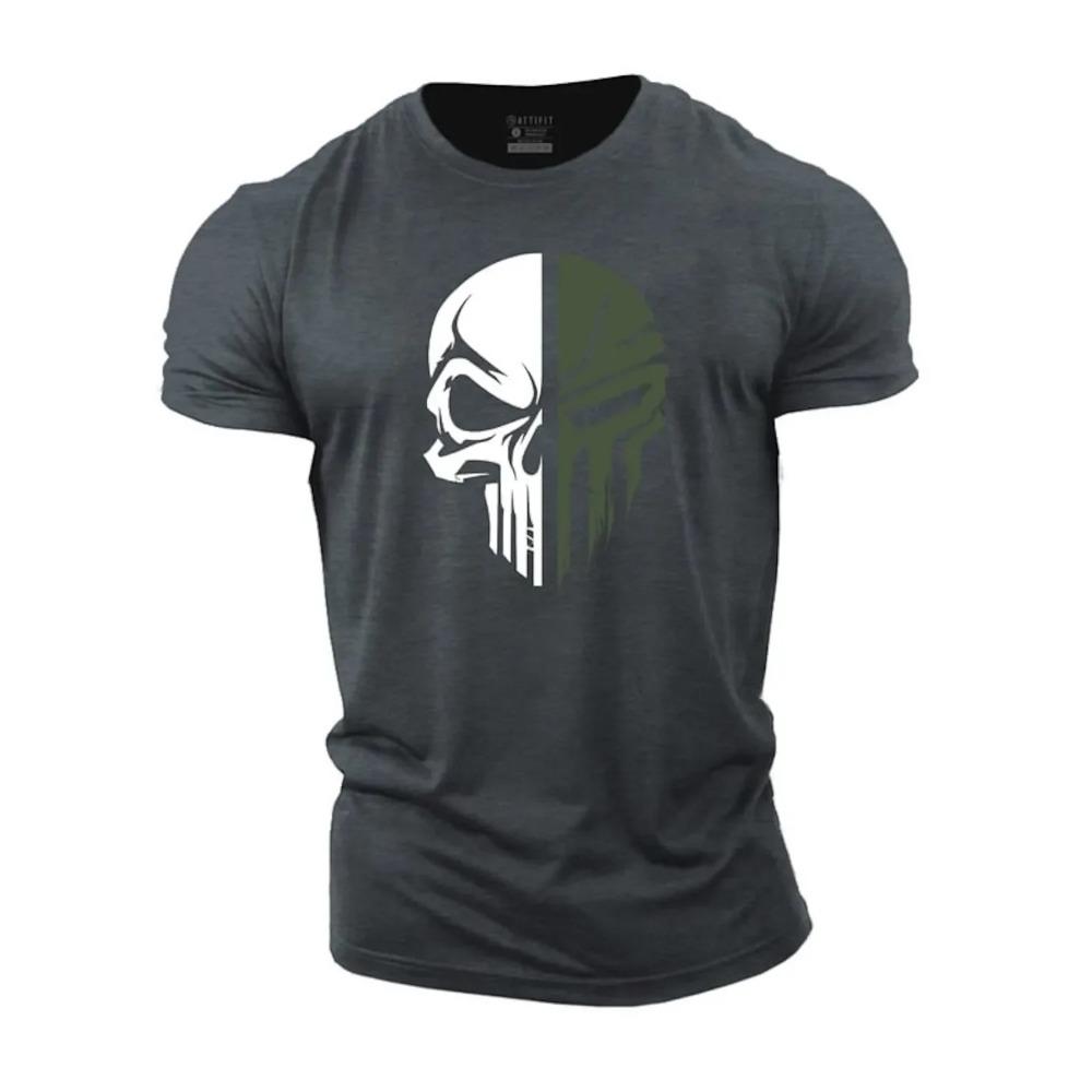 The best product for you Zomer Mode Heren T-shirt voor Mannen Print Militaire Schedel Verlaagd Oversized Sportschool Korte Mouwen Trainingspak Heren Kleding T-shirts 6XL XXL