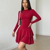 Abito Elegante Aderente Manica Lunga Nuovo Stile Importato Sexy Peplo Gonna Midi per Donna