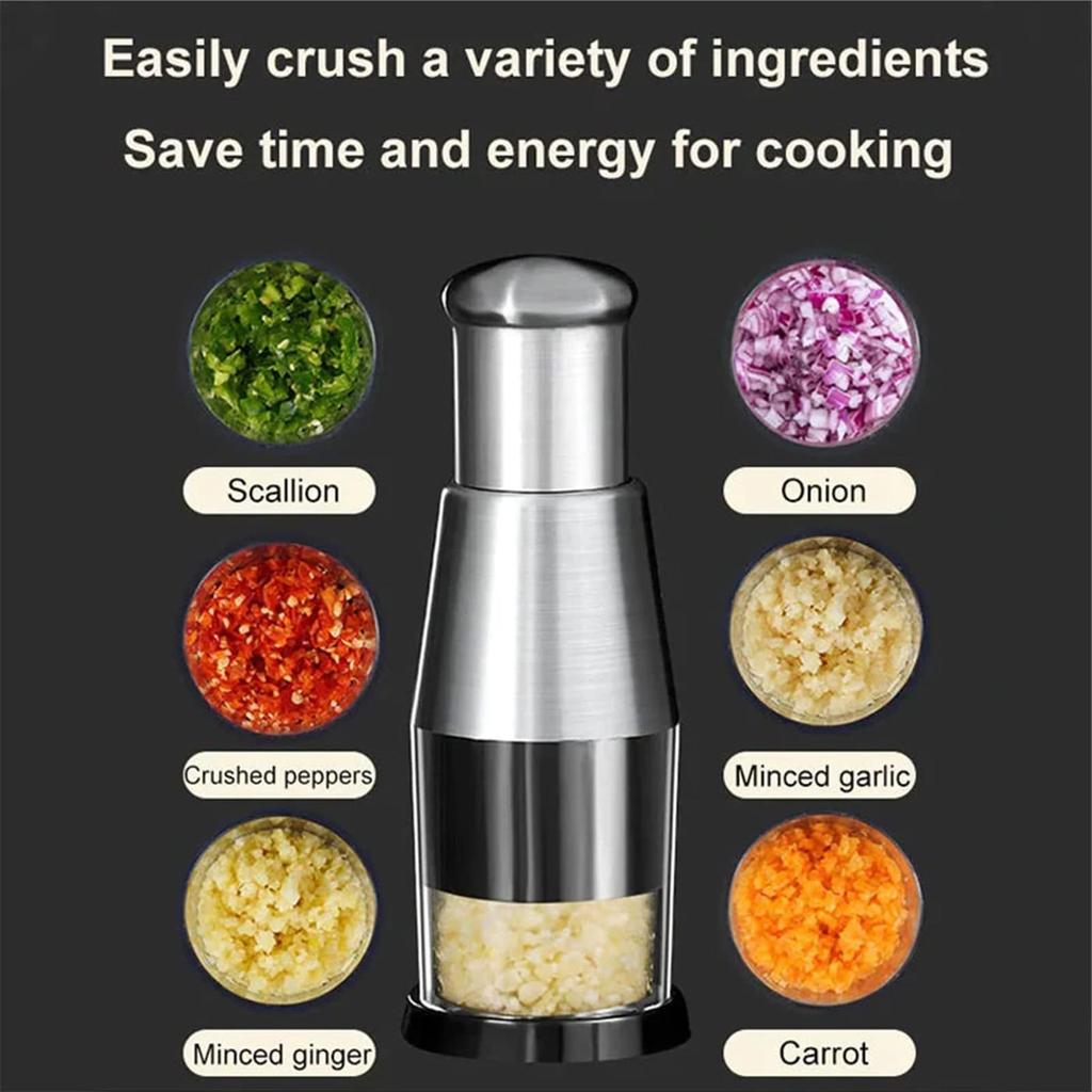 Pressed Garlic Chopper Stainless Steel Manual Garlic Masher Handheld Push Type Garlic Crusher Vegetable Cooking Crusher Kitchen