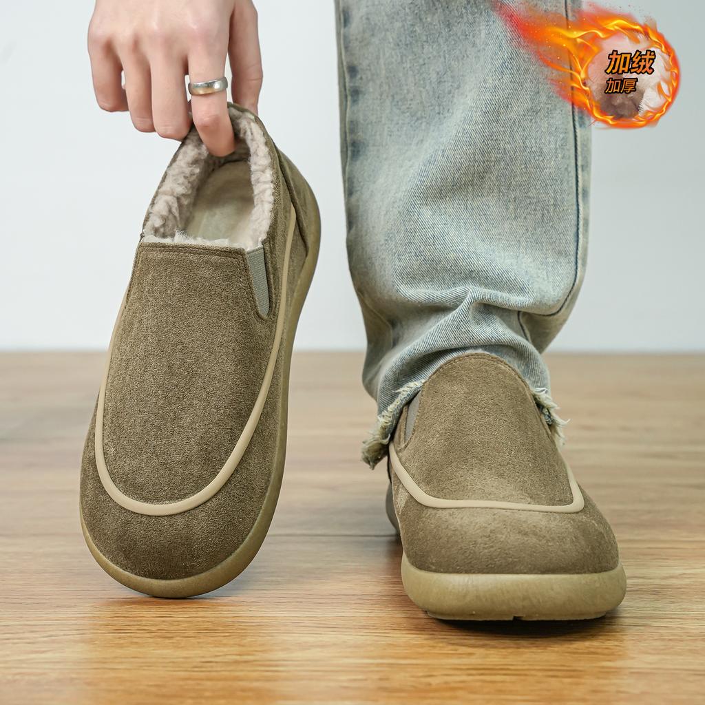 Warm Fur Suede Men Casual Shoes Breathable Comfort Slip-on Mens Driving Shoes Luxury Brand Men Loafers Mens Lazy Shoes Moccasins