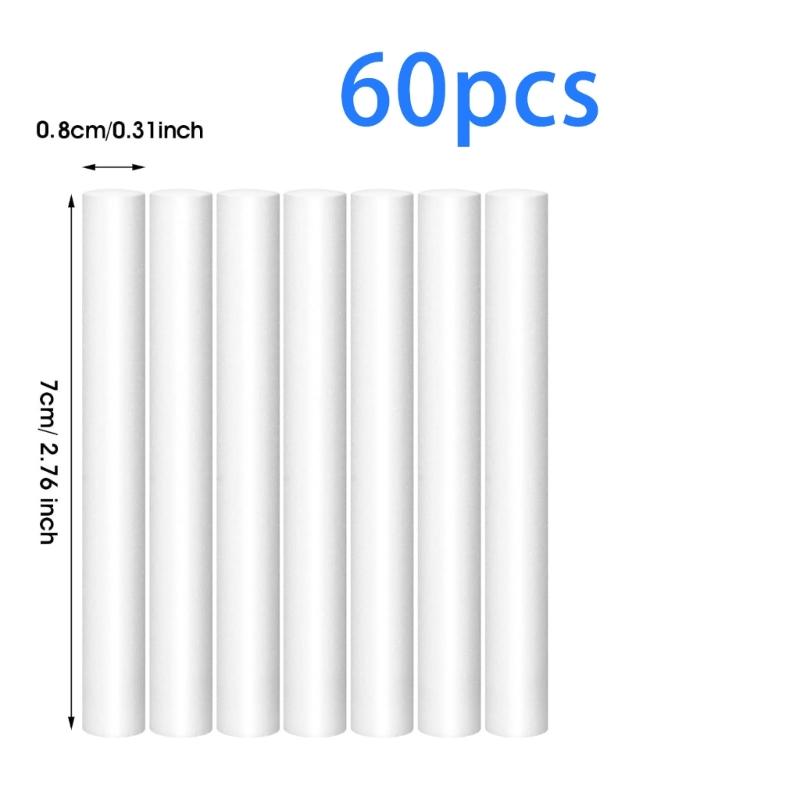Pack of 60 Ultrasonic Humidifier Filter Replacement Sponges Absorbent Wick Sticks for Car Office Bedroom Diffusers