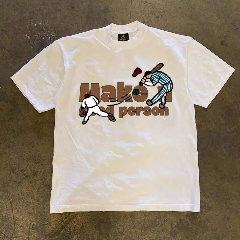 

Зарабатывайте деньги на благотворительность 3a260G Чистый хлопок двойная пряжа! Вверх, человек! Тяжелая футболка с коротким рукавом свободного кроя для пары, женская, мужская 3A [double yarn pure cotton 260g] White S