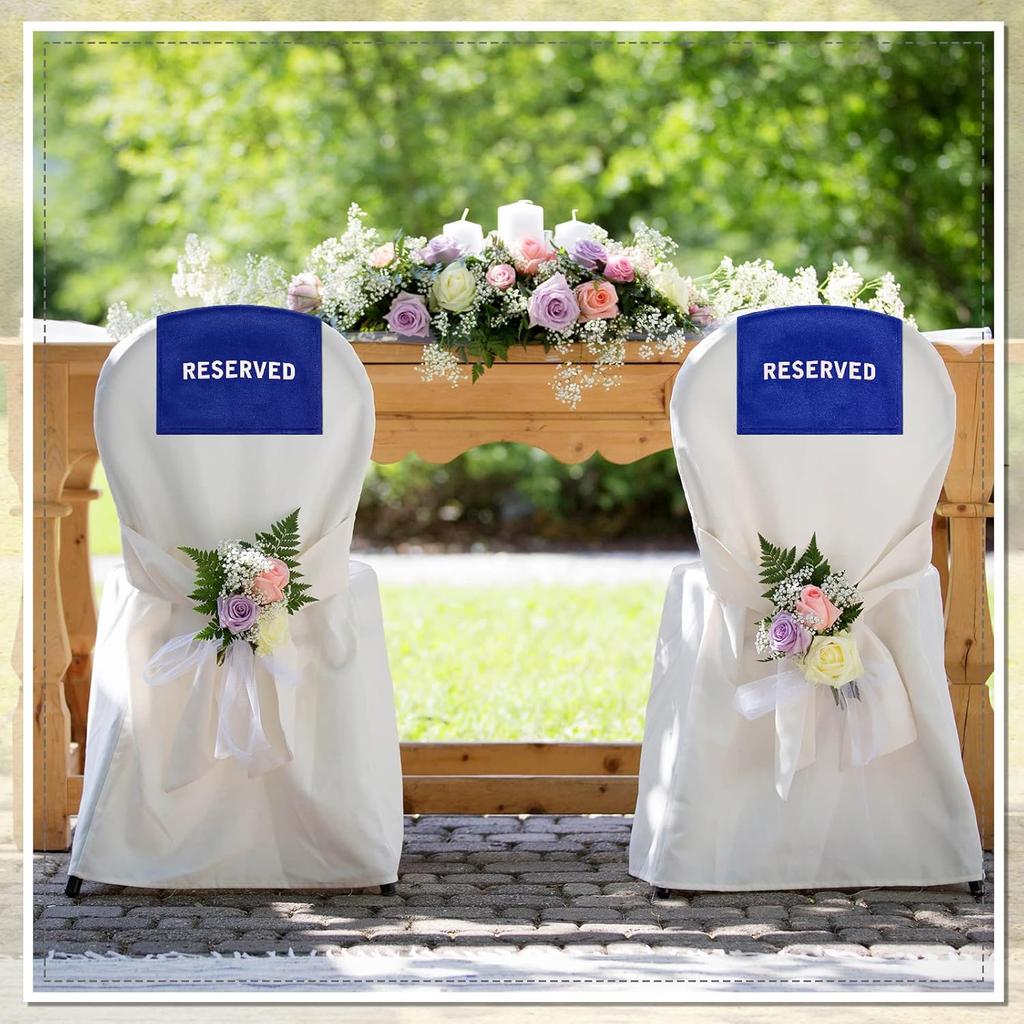 Tudomro Reserved Signs for Pews Chairs Reserved Pew Cloths Seating Signs Placeholder for Church Wedding Seats Decoration(Blue, White,8 Pieces)