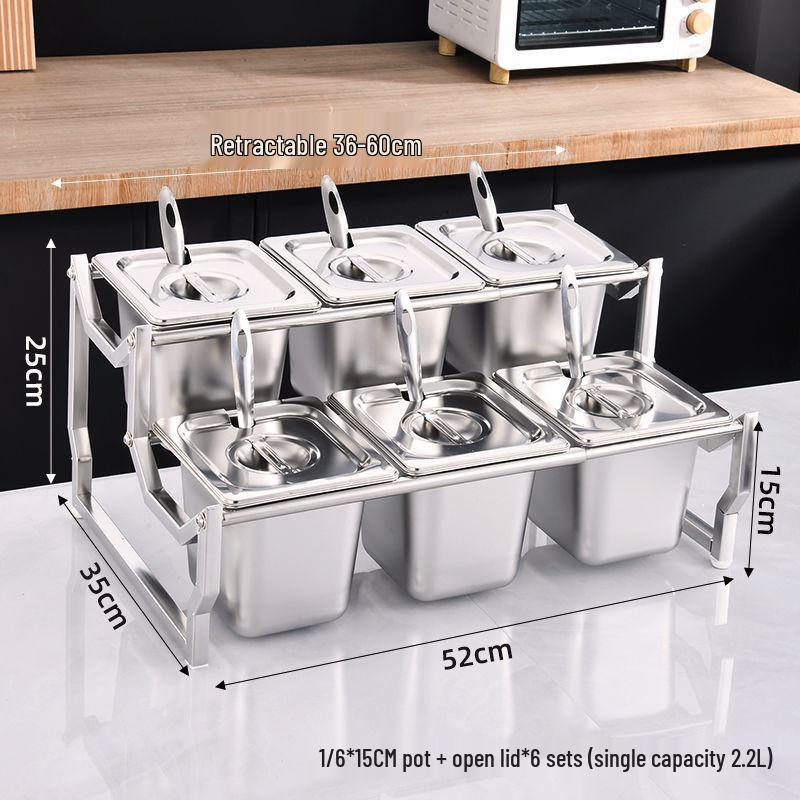 Commercial Stainless Steel Multi-Compartment Condiment Tray Set for Milk Tea Shop