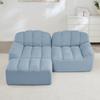 2-Seater L-Shaped Modular Boneless Sofa, Shell Shape, Deep Seat Cushions with 1 Ottoman, Sofa for Living Room, No Assembly Required, Blue