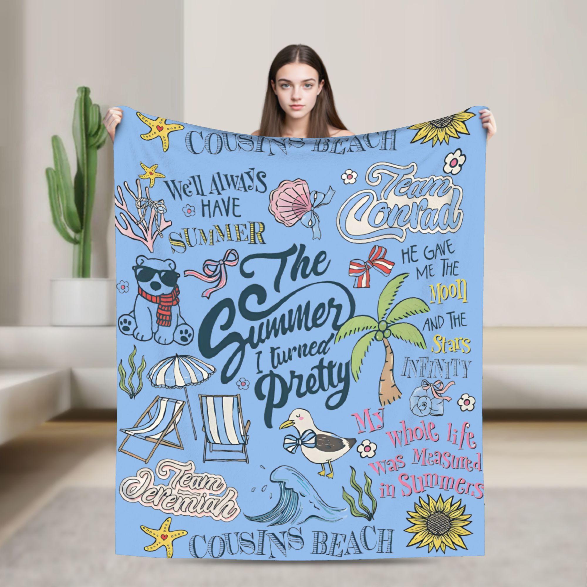 

The Summer I Turned Pretty Bootleg Conrad Fan Flannel Throw Blankets Rug Piece Knitted Blanket Travel Ultra-Soft Multi-function 75x90cm