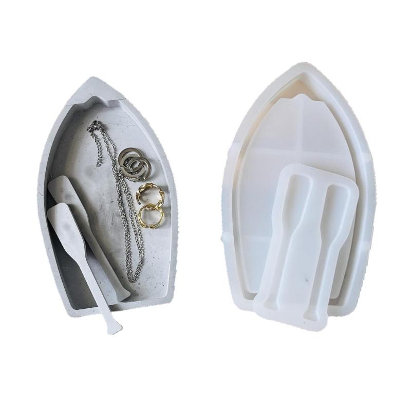 

Beginner Friendly Silicone Boat Jewelry Dish Mold Artistic Storage Tray Mold Stylish Home and Event Decoration Molds 1