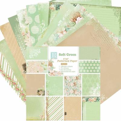 24 hojas de almohadillas de papel artesanal verde suave, troqueles de corte, fondo artístico, fabricación de tarjetas de álbum de recortes de Origami