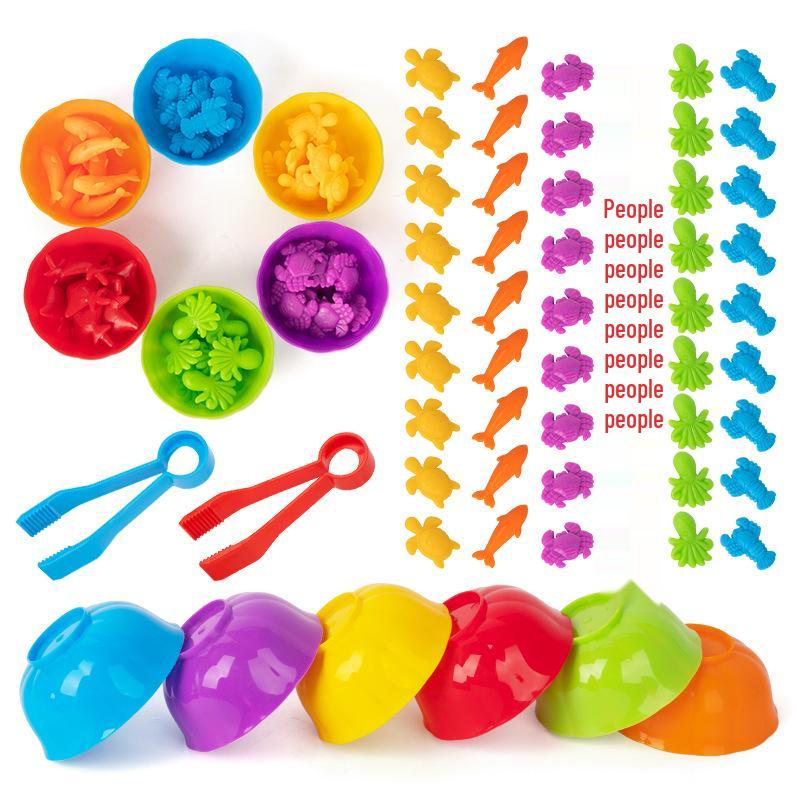 Children's Rainbow Counting Sorting Cups - Soft Rubber Early Education Puzzle Toy
