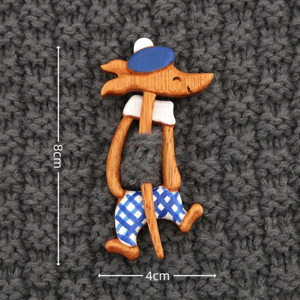 Cartoon Wooden Brooch Unisex Design Scarf Buckle New Animal Sweater Pin  Clothing Accessorres