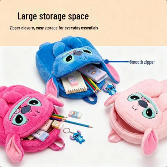 Cute Stitch Plush Backpack for Kids - Children's Storage Bag & Toy Carrier