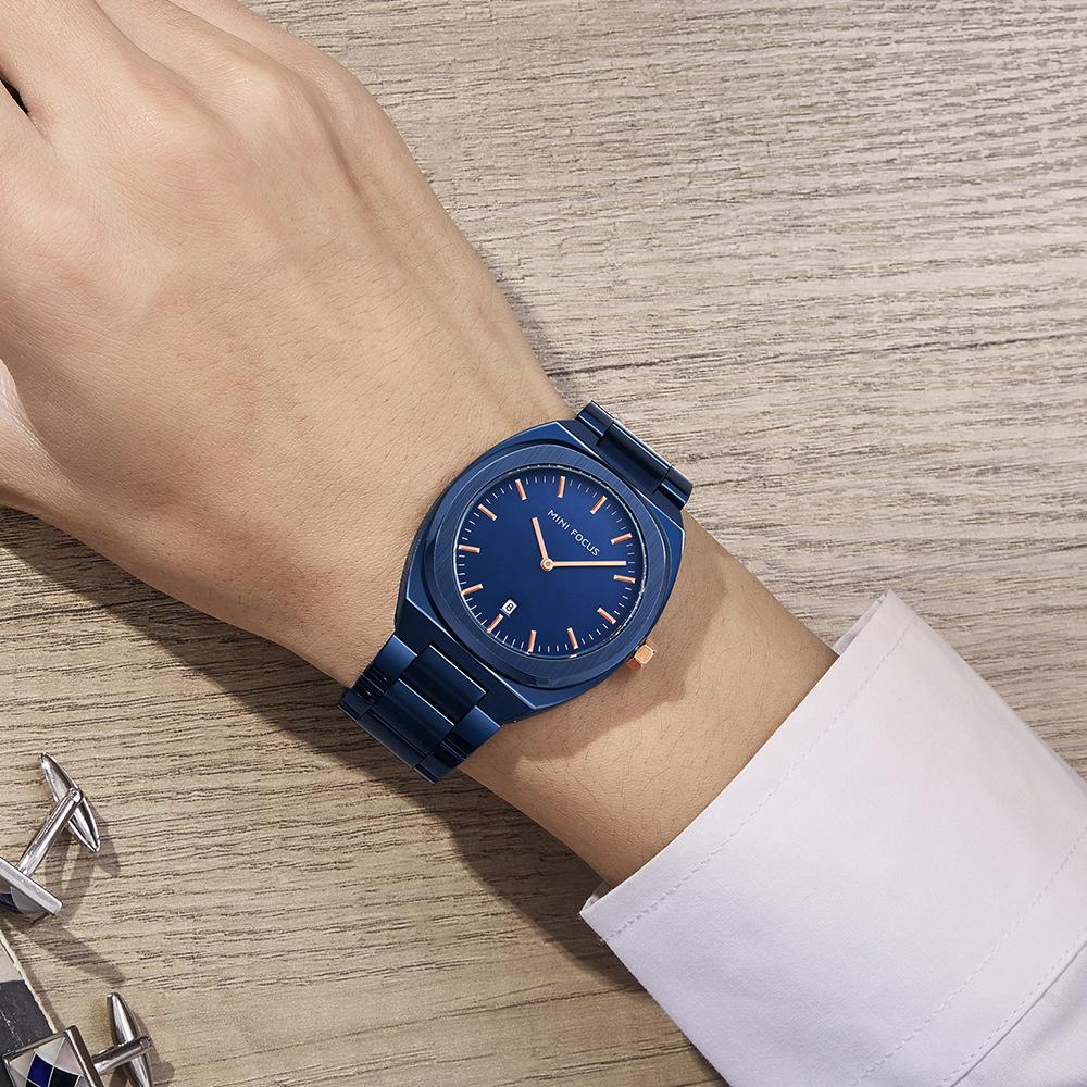 Mode Herrenuhr Japanisches Uhrwerk Kalender Doppelkreis Wasserdicht Stahlgürtel Herrenuhr