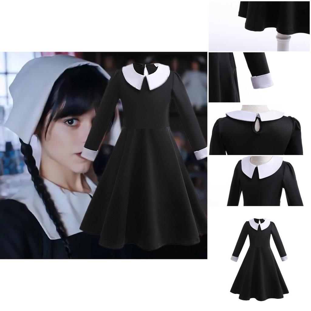 Neues Kinder Langarmkleid Addams Family Cosplay Prinzessinnenstil
