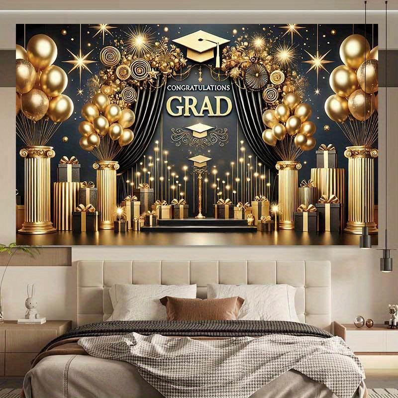 2D Gate Banner Memorable Moment Elegant Graduation Gate Banner - with Gold Balloon Graduation Party Decorations