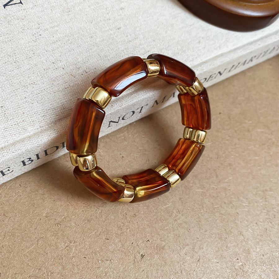 Acrylic Patchwork Beaded Retro Bracelet - Unique Square & Round Design