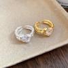 Copper Pleated Heart-shaped Ring Opening Opening Finger Ring Vintage Crystal Love Ring  Ladies
